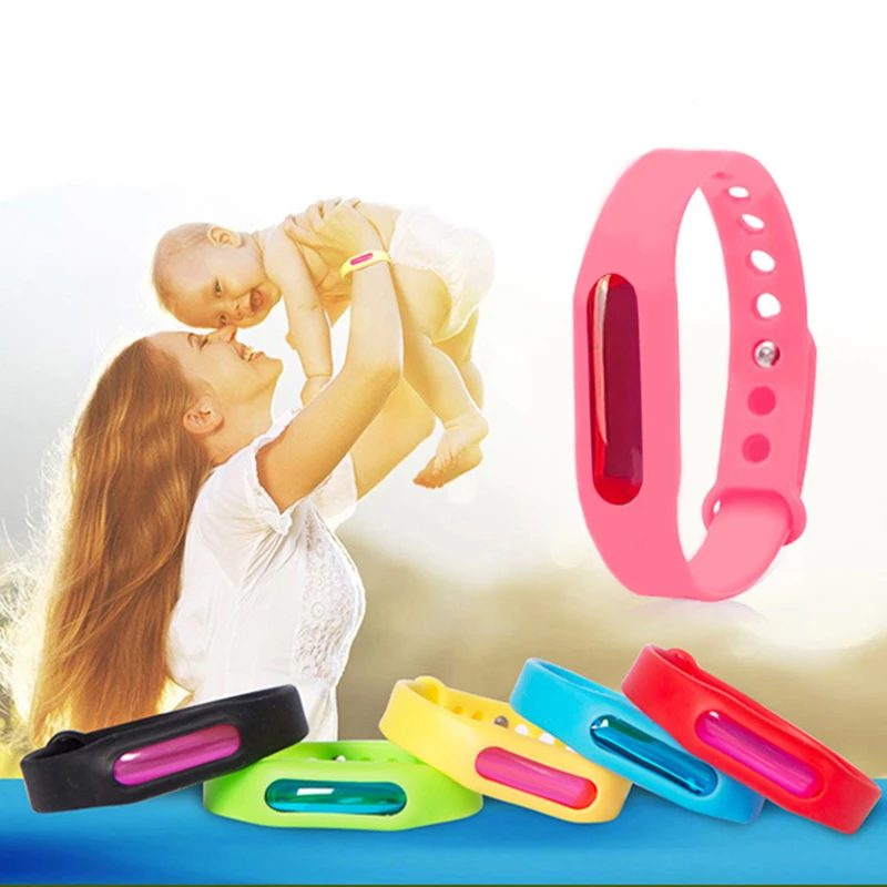 8 цветов комаров убийца Wristband силикона для детей и взрослых капсулы насекомых