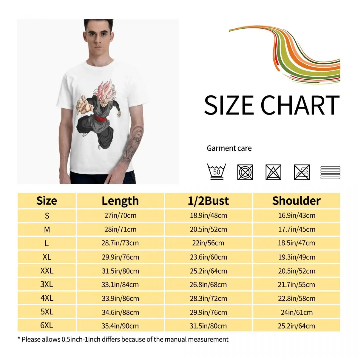 

Anime Fans Goku24 mens T-shirt Not easy to shrink Short sleeveRound neck T-shirt