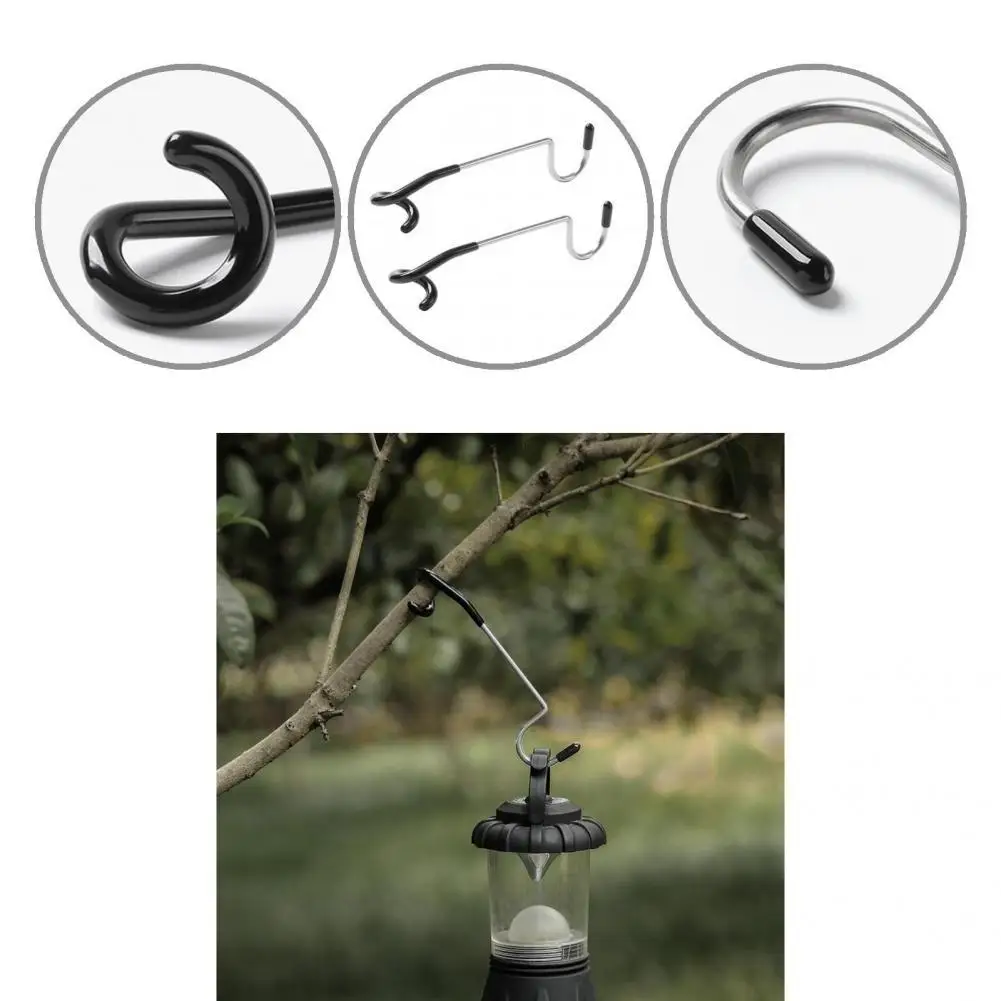 

Hanging Hook Strong Load-bearing Space-saving Anti-slip Portable Pole Hook Camping Light Hooks Hanging Hook 2Pcs