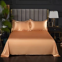 new rayon faux silk bed sheet satin simple style solid color soft comfortable bed sheet suitable for 1 8m1 5m for hotel stay