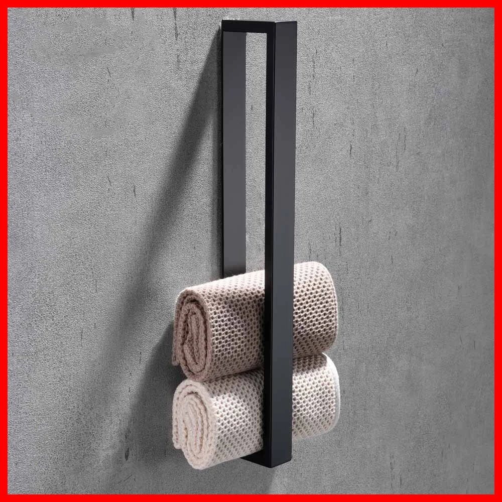 

Self Adhesive Towel Bar Bathroom Towel Holder No Drilling Wall Mounted SUS 304 Stainless Steel Matte Black