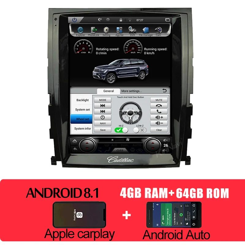 android car radio KiriNavi вертикальный экран Tesla style 1 Din Android 8,1 10," Автомобильный dvd-плеер для Cadillac Escalade SLS gps навигация автомобильное радио - Цвет: android car radio