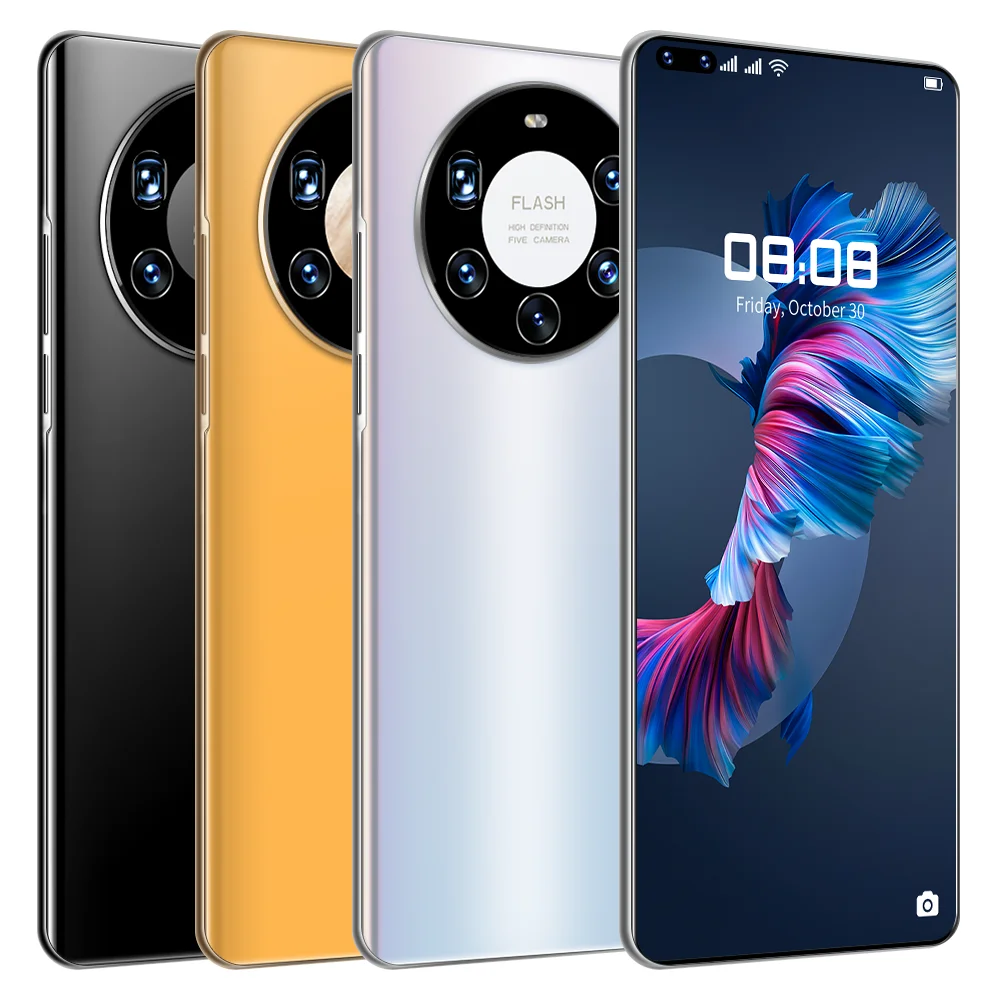 Tel&eacute;fono Inteligente Mate40Pro de 7,3 pulgadas, 24 + 50MP, MTK6889, 10 n&uacute;cleos, 512GB + 12GB, c&aacute;mara 4G/5G, GPS, identificaci&oacute;n facial, elegante, gran oferta-1