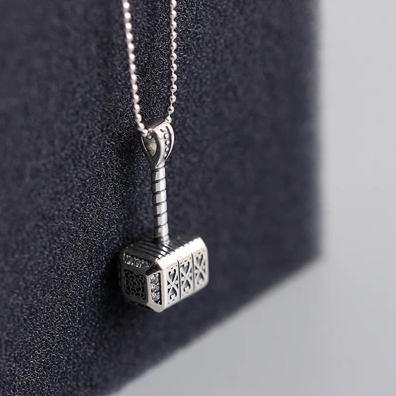 ElfoPlataSi Authentic 925 Sterling Silver Fashion Vintage Hammer Pendant Short Necklace Luxury Jewelry DA698 | Украшения и