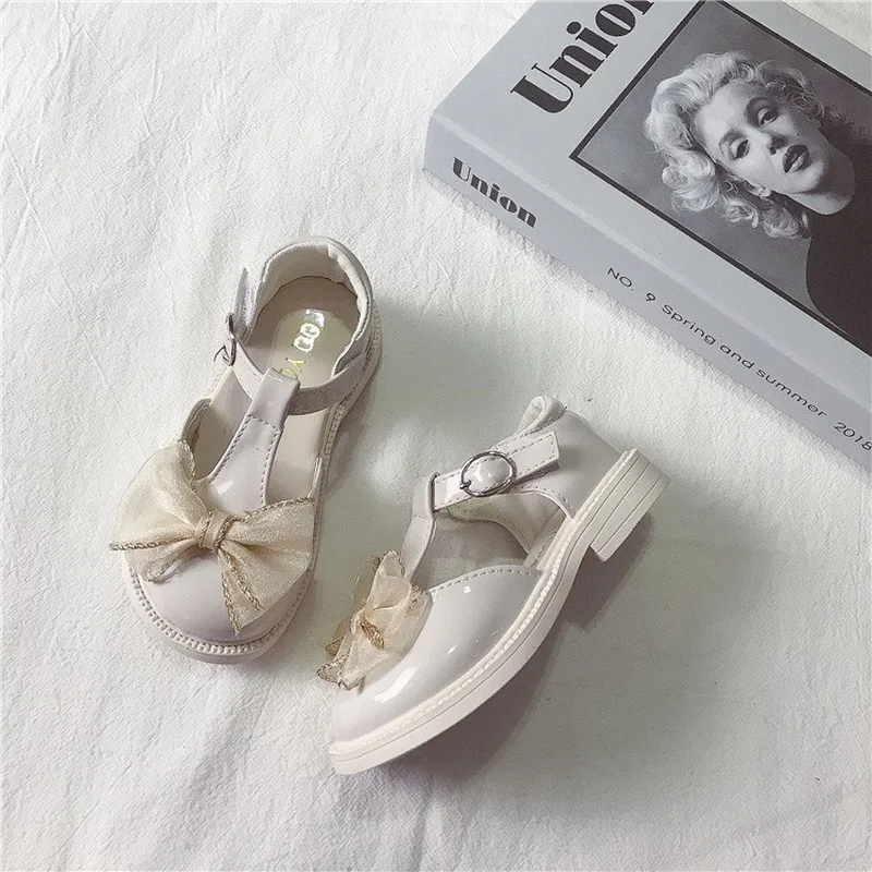 

Girls Shoes Spring/summer 2021 New Children Bow Princess Shoes Little Kids Half Sandals Solid Color Soft Sole Shoes