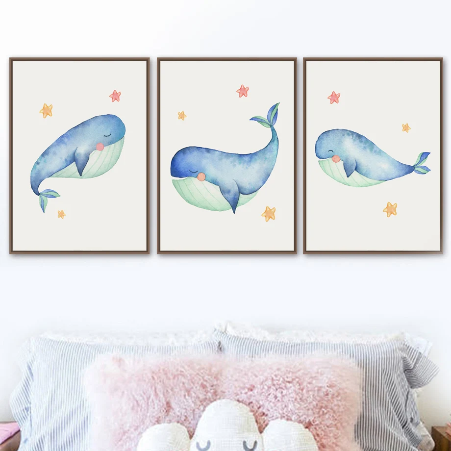 Настенная картина из мультфильма синий кит Морская звезда настенная Картина на