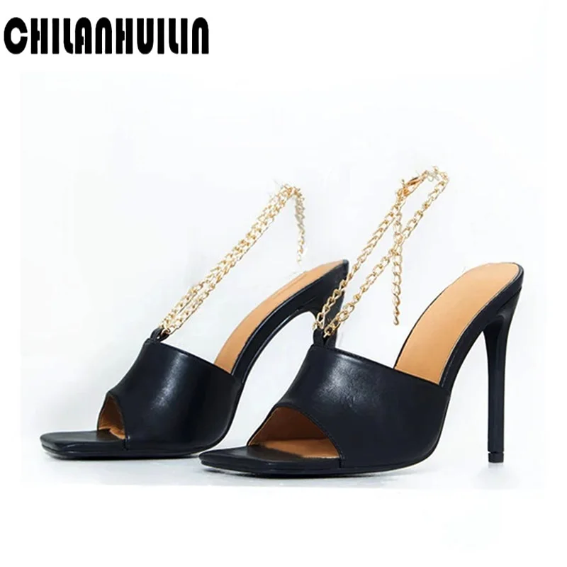 

vintage slingbacks sexy open toe air pumps women chain high heels shoes women brand designer women's party shoes summer sandals