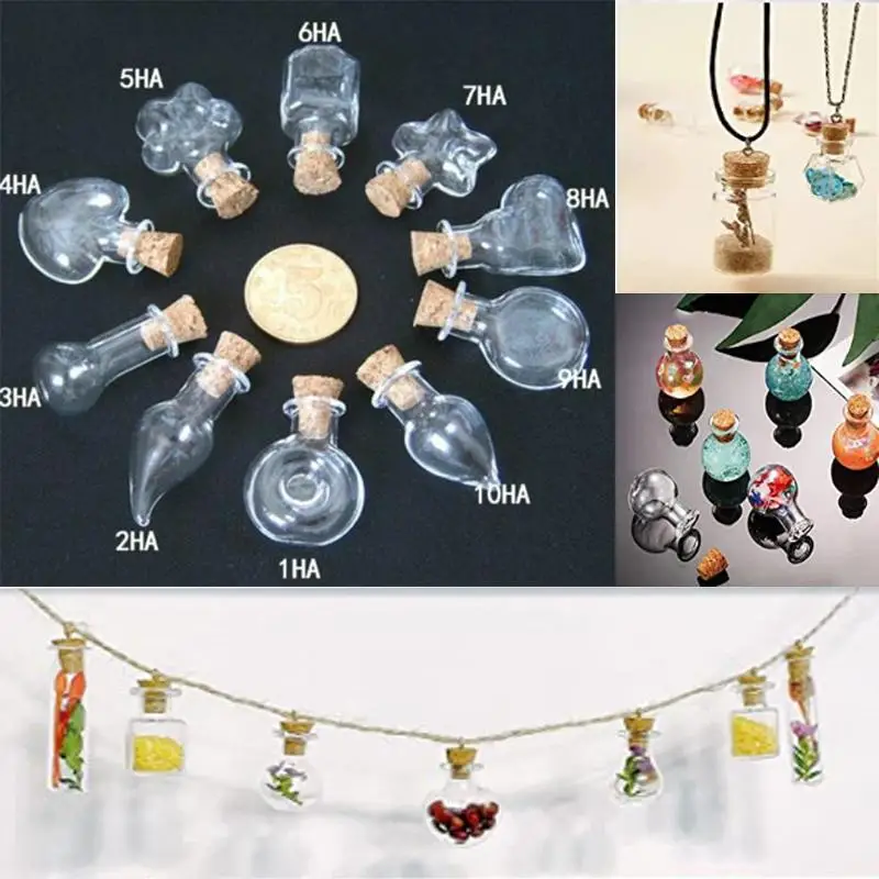 

10Pcs Mini Glass Bottles Delicate Cork Stoppers Wish Bottles DIY Miniature Bottles Favor Cute Small Glass Jars