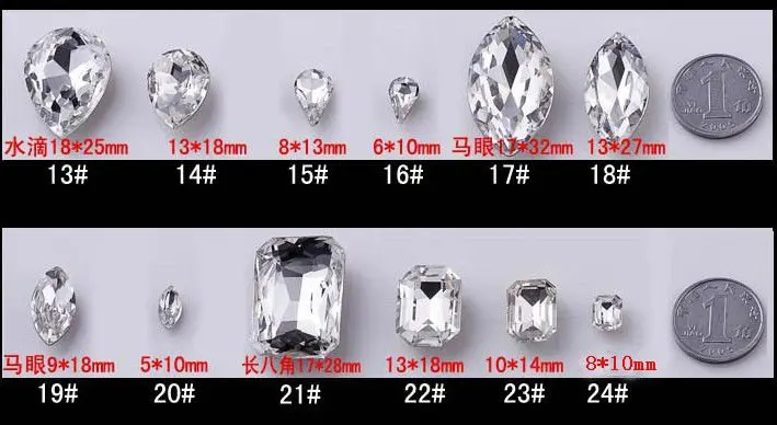 12 шт./лот 13x18 мм основой с украшением в виде кристаллов Стразы ограненные Стекло