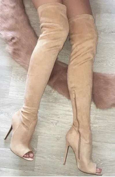 

Fashion sexy knee open toe Roman style cool boots high top boots