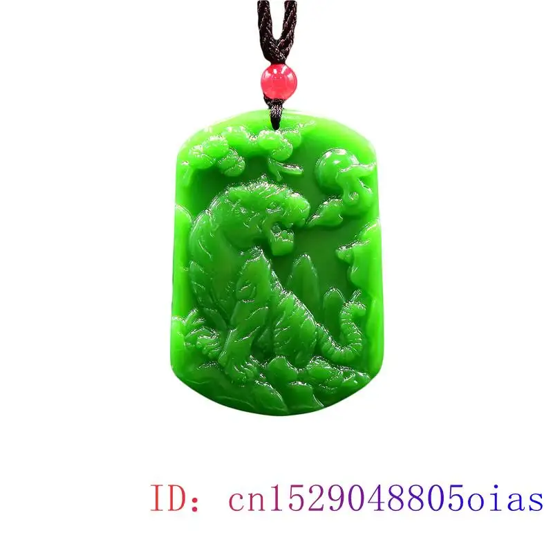 

Зеленый нефритовый Тигр Подвеска Амулет ожерелье жадеит ювелирные изделия Резные модные подарки Натуральный китайский