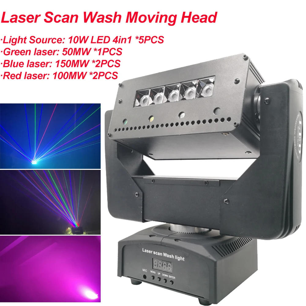 

Multifunction DJ Light LED Wash Laser Scan Strobe Moving Head Lighting Stage Effect Light With DMX512 Sound Light For Disco Ball