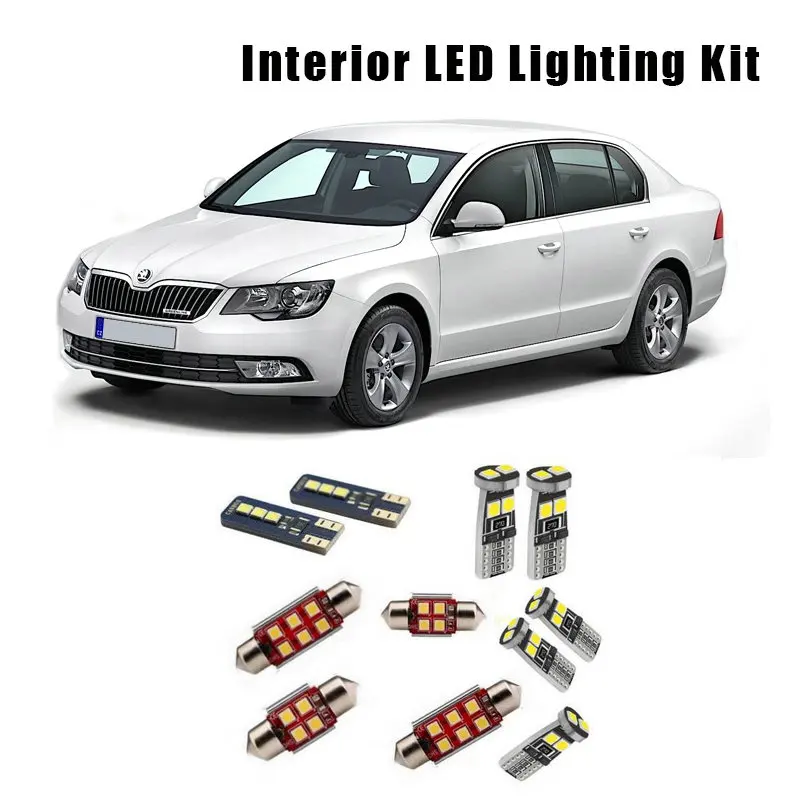 

For Skoda Superb Saloon MK2 MKII 2009-2015 21pcs White Canbus Car LED Interior Light Map Dome Bulbs Kit Fit Cargo Door Lamp