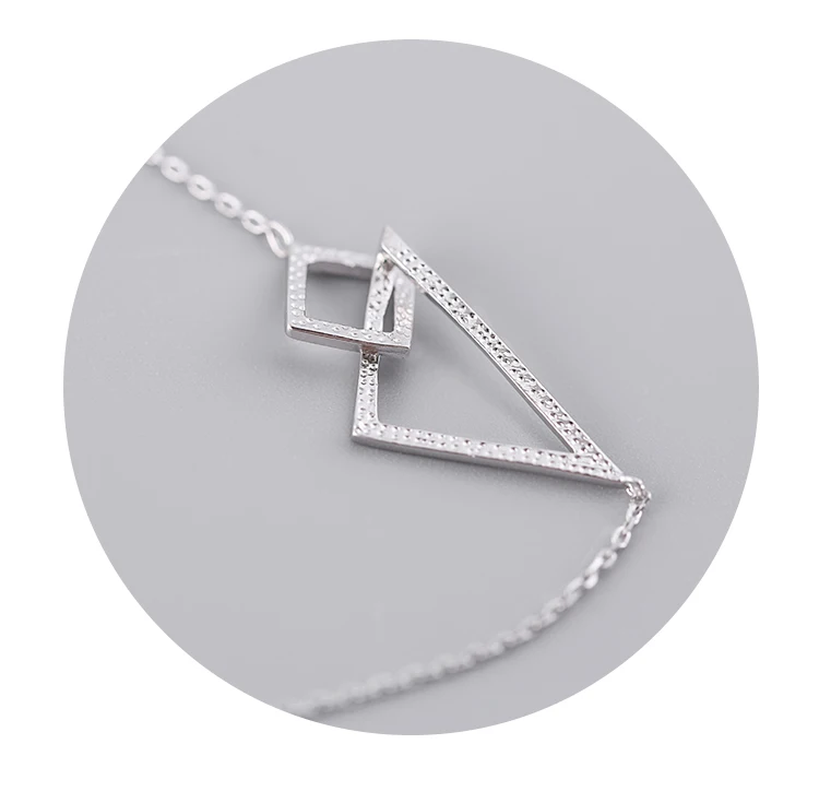 

SUMU 925 Sterling Silver Triangular Square Necklaces Pendant Fashion Sterling Silver Jewelry Statement For Women Bijoux
