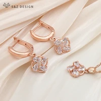 sz design new elegant natural water drop zircon dangle earrings jewelry sets women personality party jewelry pendant necklace