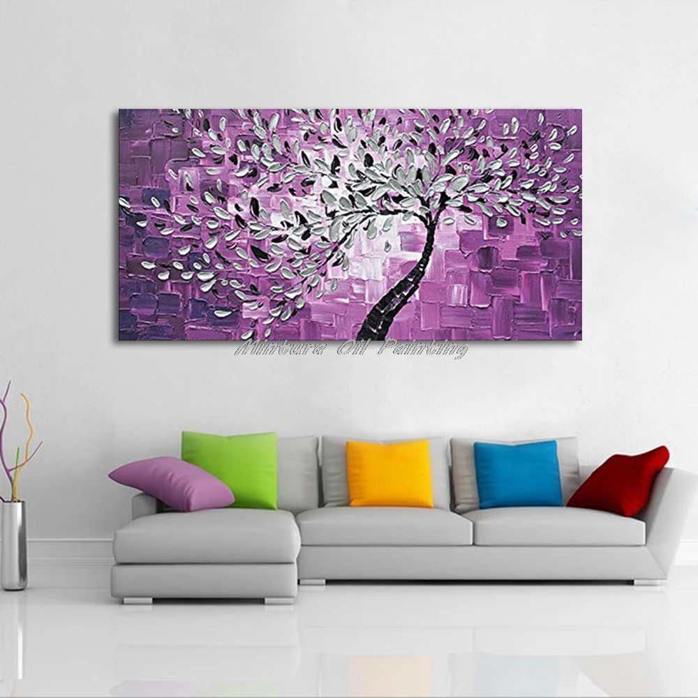 100% ручная роспись Современный домашний декор Настенная картина белый цветок