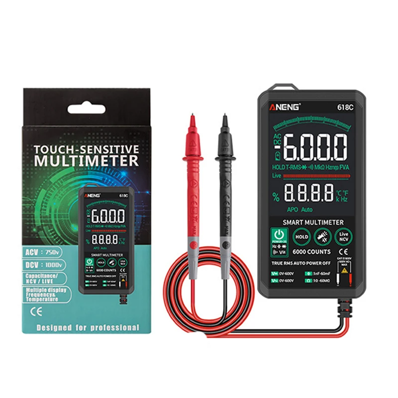 618C Цифровой мультиметр Smart Touch DC аналоговый бар True RMS автоматический тестер