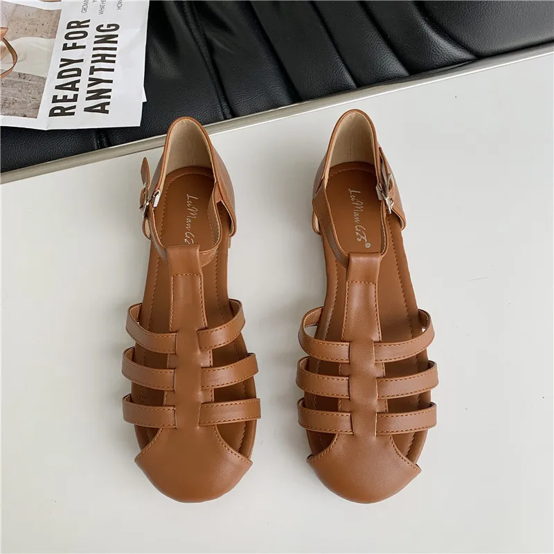 

Fashion Womens Shoes 2021 Beige Heeled Sandals Buckle Luxury Comfort Black Low Summer Strap New Flat Gladiator Girls Casual Micr
