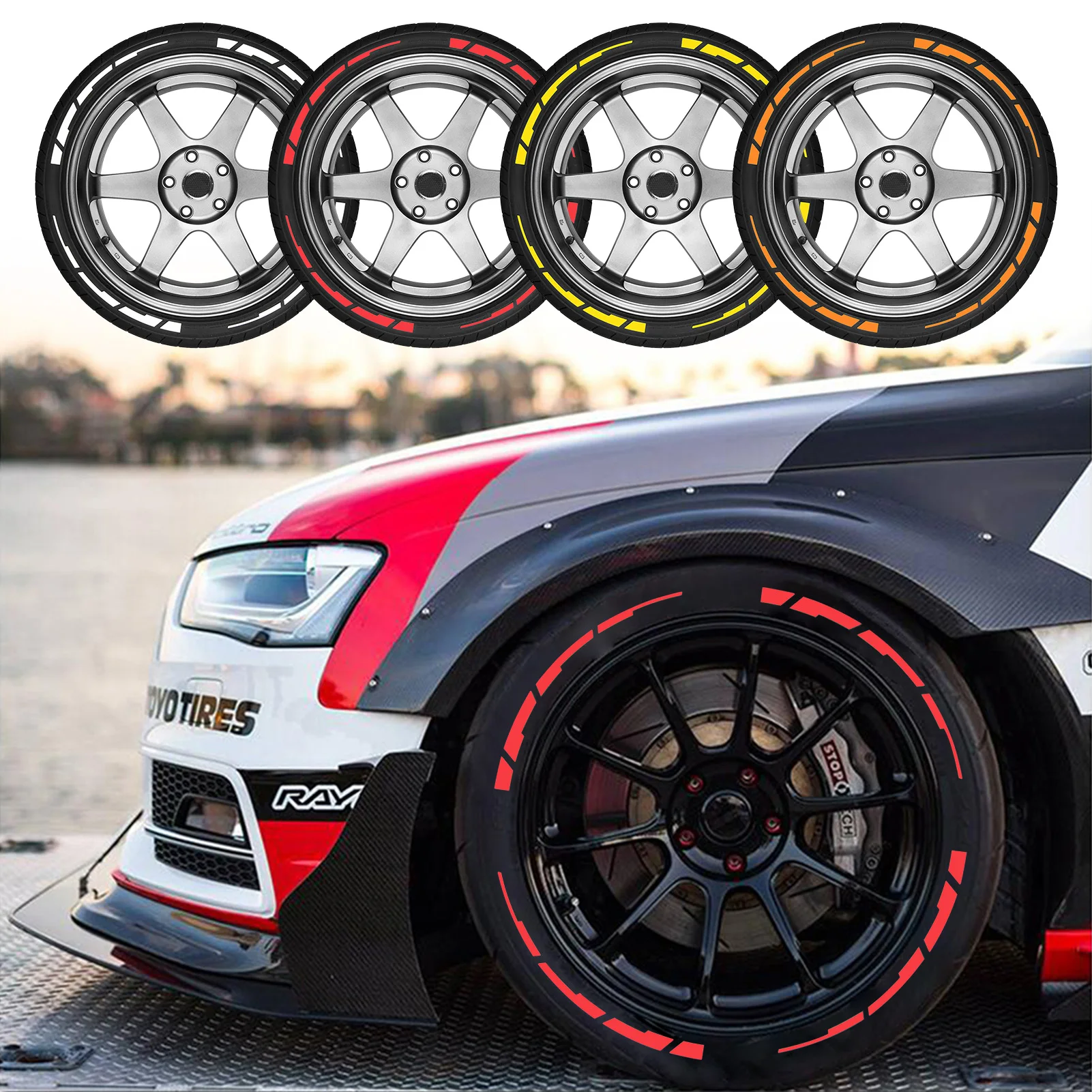 

Car wheel protection wheel sticker decorative strip rim tire protection care cover Letters are Suitable for car accessories