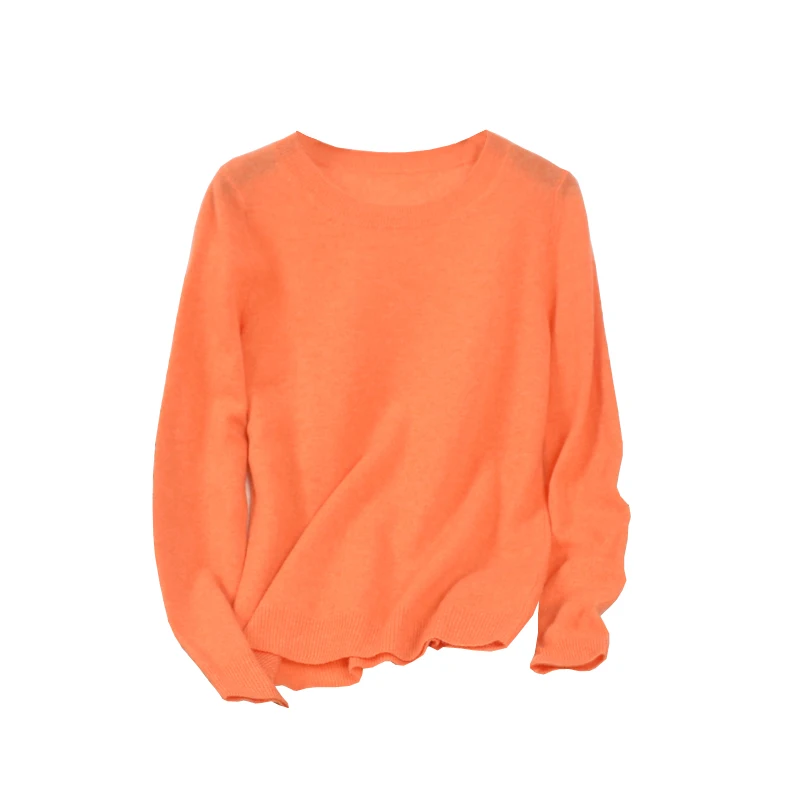 Tailor Shop Custom Made Cashmere Sweater Women Round Neck Long Sleeve Pure Cashmere Sweater Slim Bottoming Shirt