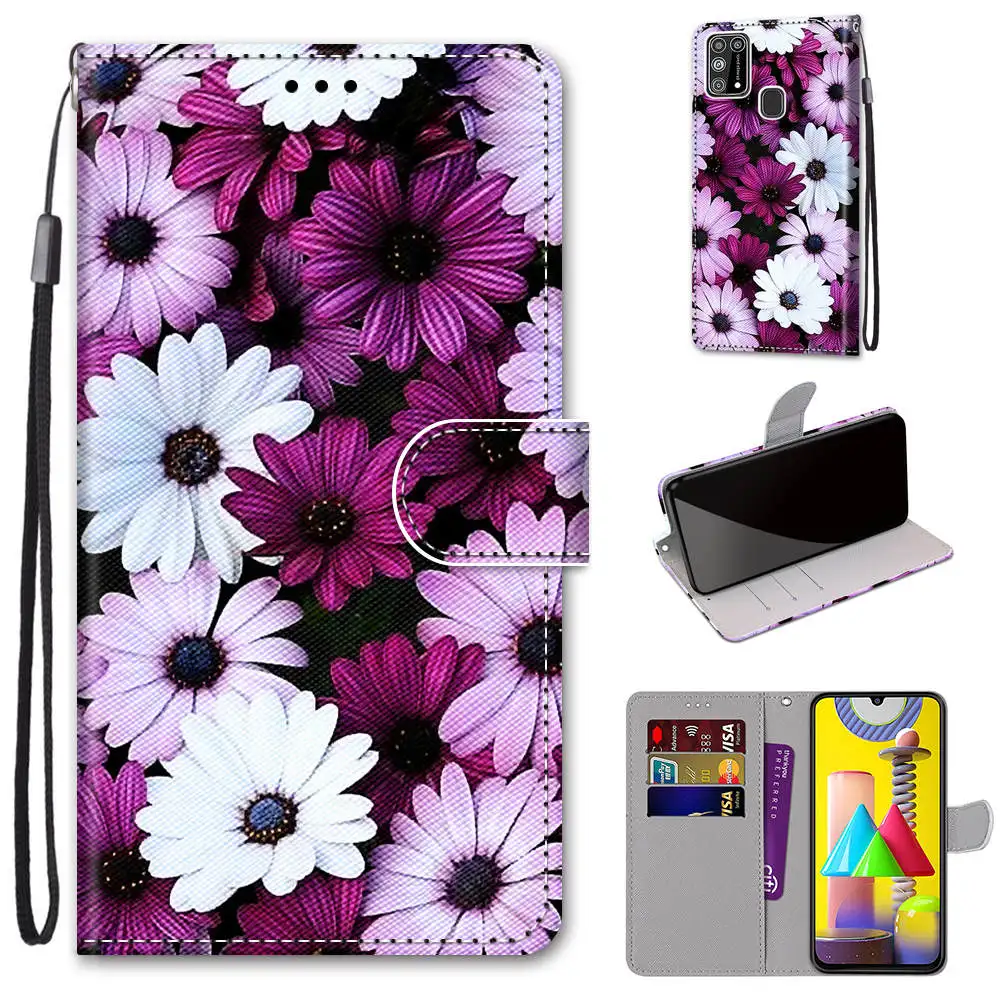 

Floral Leather Case For Samsung Galaxy A11 M01 M11 M51 J7 Pro 2017 Note 10 Plus 20 Ultra M31 M31S Case Flip Wallet Book Cover