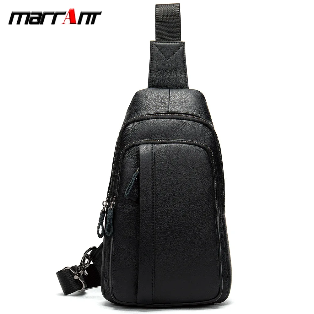 

MVA 2019 Korean-style Leather Men's Bag Fashion Chest Bag Crossbody Handbag Multipockets Wallet Shoulder Bag for 9.7" iPad Phone