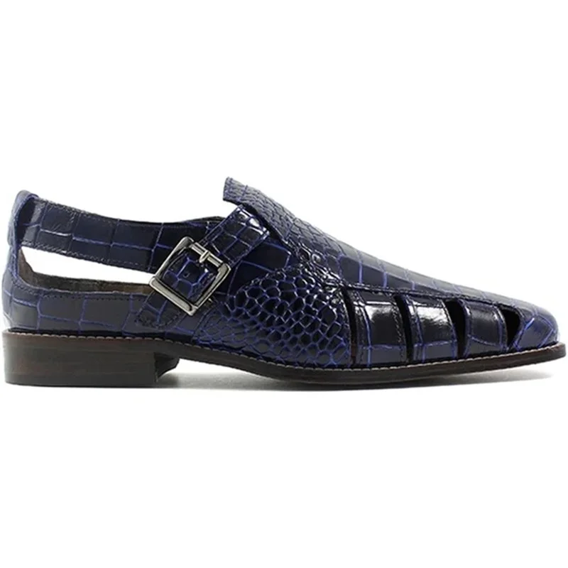 Мужские сандалии 2020 модные роскошные кожаные с вырезами и острым носком летняя