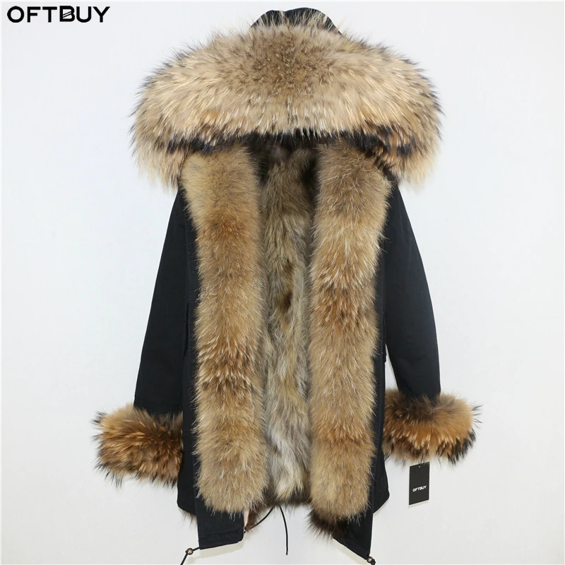 OFTBUY 2021 зимняя куртка женская длинная парка шуба из натурального Лисьего меха