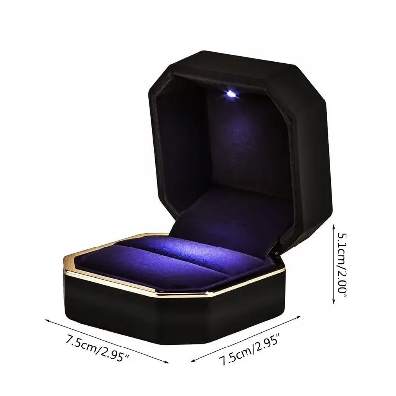 

Luxury Bracelet Box, Velvet Jewelry Box Storage Case Organizer Holder with LED Light, Black