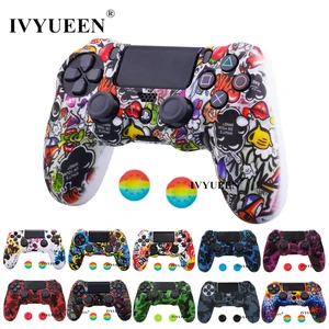 Силиконовый чехол IVYUEEN для контроллера PlayStation Dualshock 4 PS4 Pro Slim и аксессуары для аналоговых крышек