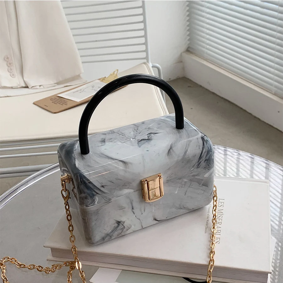 

Женская акриловая сумка-бокс, модные женские сумки, летняя сумка-мессенджер на цепочке, женские дизайнерские сумки на плечо, маленькая квад...