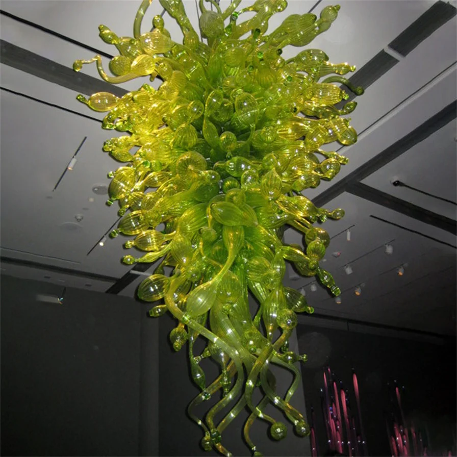 

Art Deco Nordic Lamps Suspension Chandelier Hand Blown Green Glass Chandeliers with Led Bulbs 60*100cm Lighting