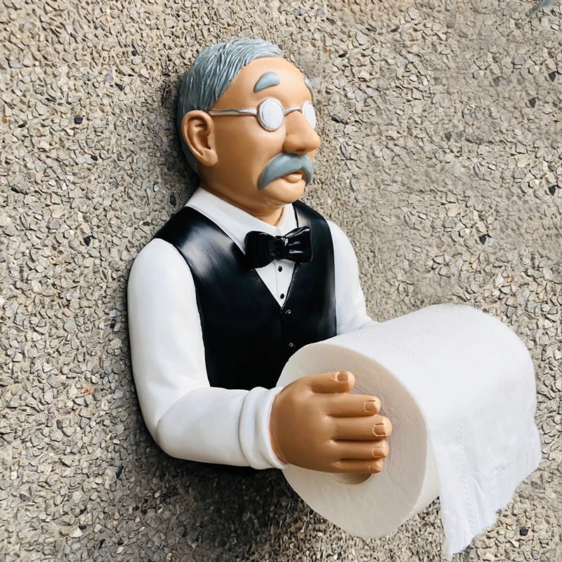 

Steward Shaped Roll Paper Holder Dispenser Wall Mounted Cartoon Bathroom Paper Towel Stand Decor for Kitchen Home REME889