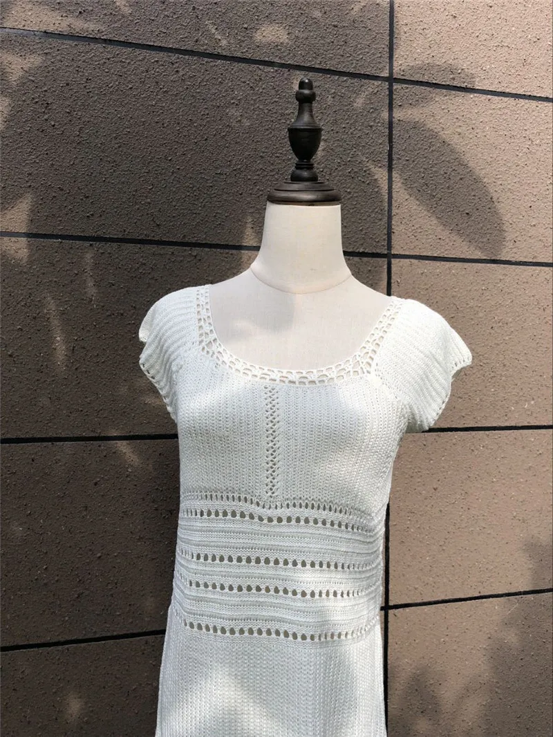 Трикотажное пляжное платье 2020 Пляжная накидка вязаная крючком Туника Пляжное