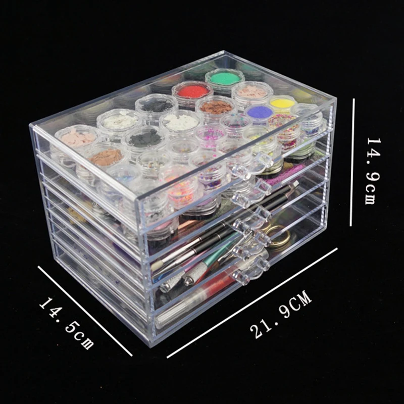 

Transparent Five Layers Nail Manicure Storage Box Portable Adjustable Container Acrylic Organizer Nail Tools