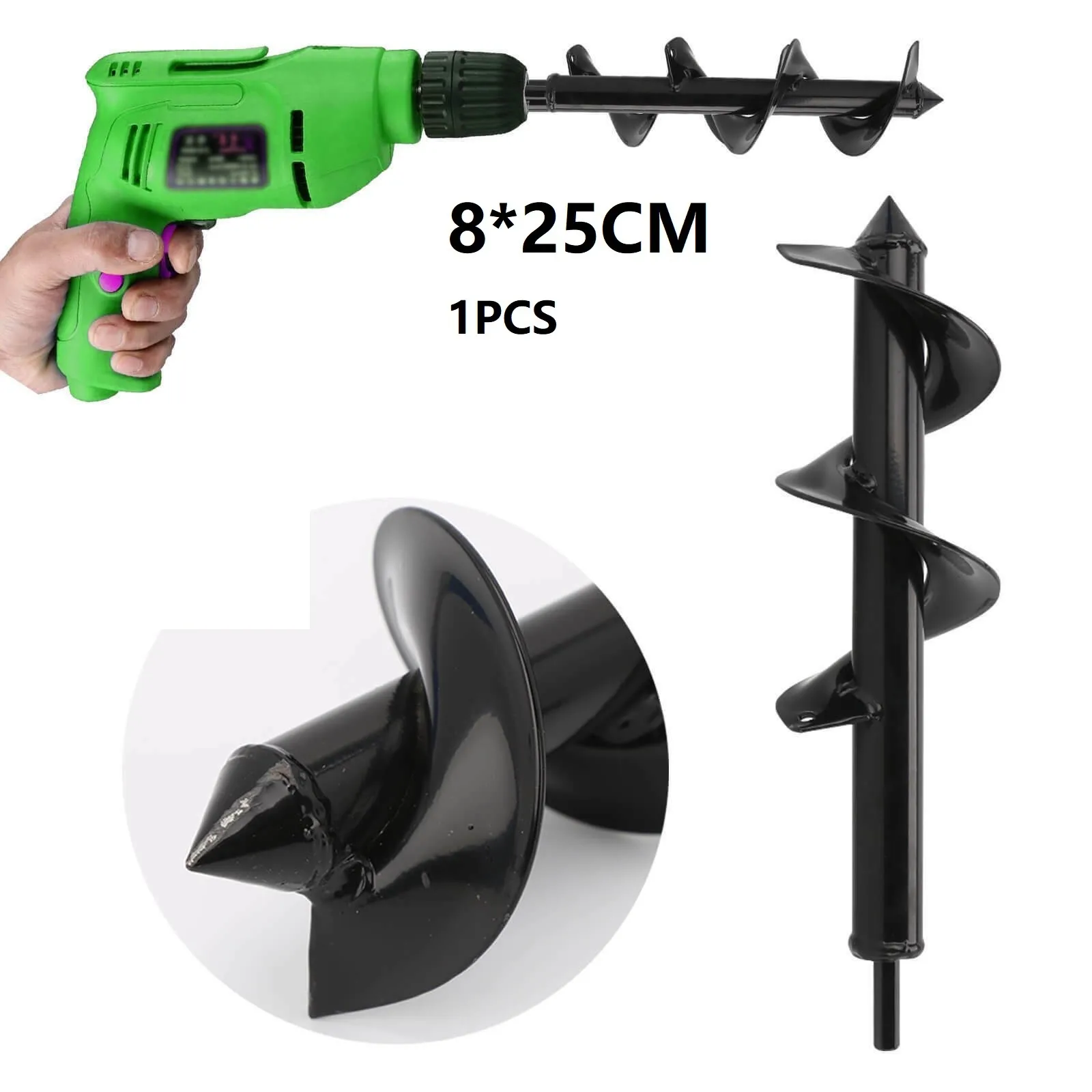 

Garden Auger Drill Bit Tool Spiral Hole Digger Ground Drill Earth Drill For Seed Planting Gardening Fence Flower Planter