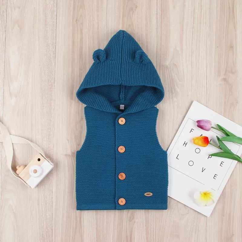 Весенне осенняя верхняя одежда для малышей Однотонная трикотажная жилетка