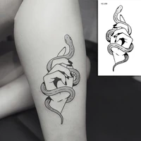 fashion minimalist black waterproof temporary tattoos cool girl sexy snake rose chest back ankle body art fake tattoos wholesale