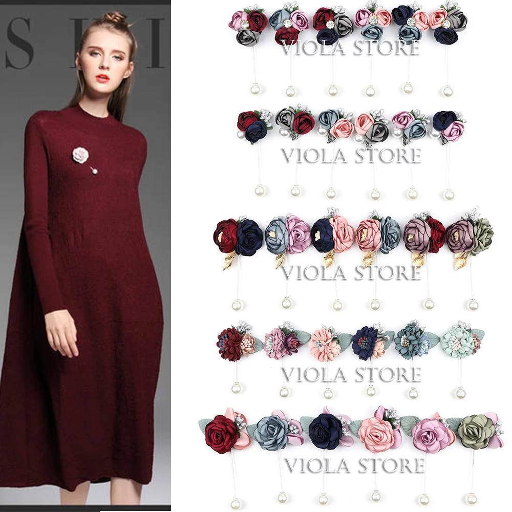 Винтажные тканевые Броши с розами красные цветные женские и мужские пальто