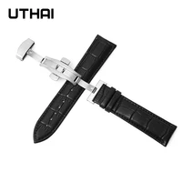 uthai z09 plus genuine leather watchbands 12 24mm universal watch butterfly buckle band steel buckle strap 22mm watch band