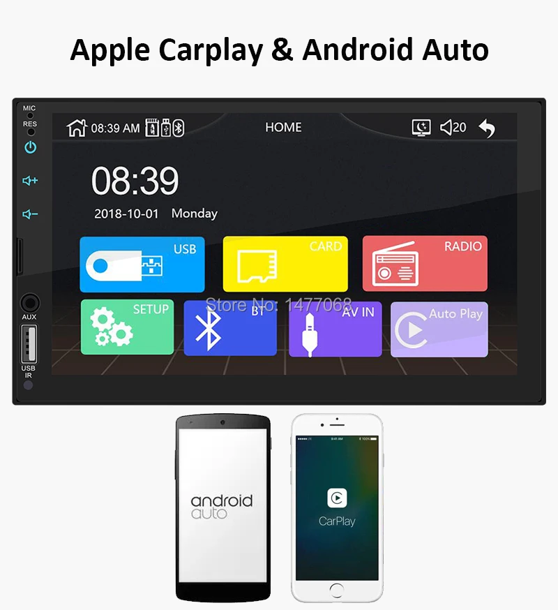 2 Din Автомагнитола Apple Carplay Android Авто " Сенсорный экран Мультимедийный проигрыватель MP5 Bluetooth Handsfree A2DP USB головное устройство PHYEE X2