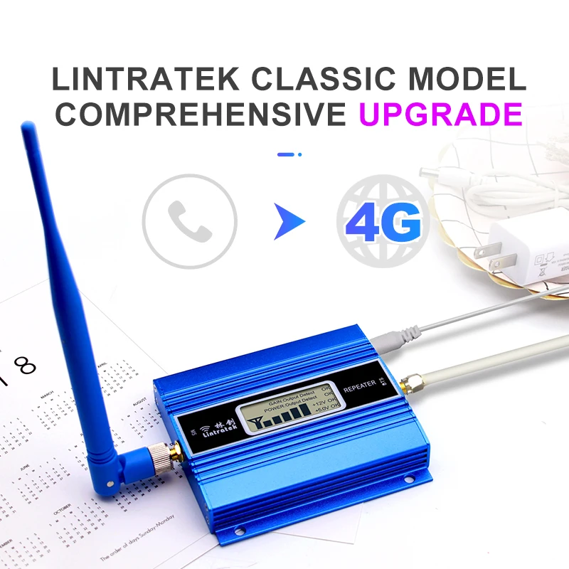 Lintratek 2G 3G 4G Cellular Amplifier GSM 900 LTE 1800 WCDMA 2100MHz Network  Data Cellphone Booster Full Kit Repeater+Antenna