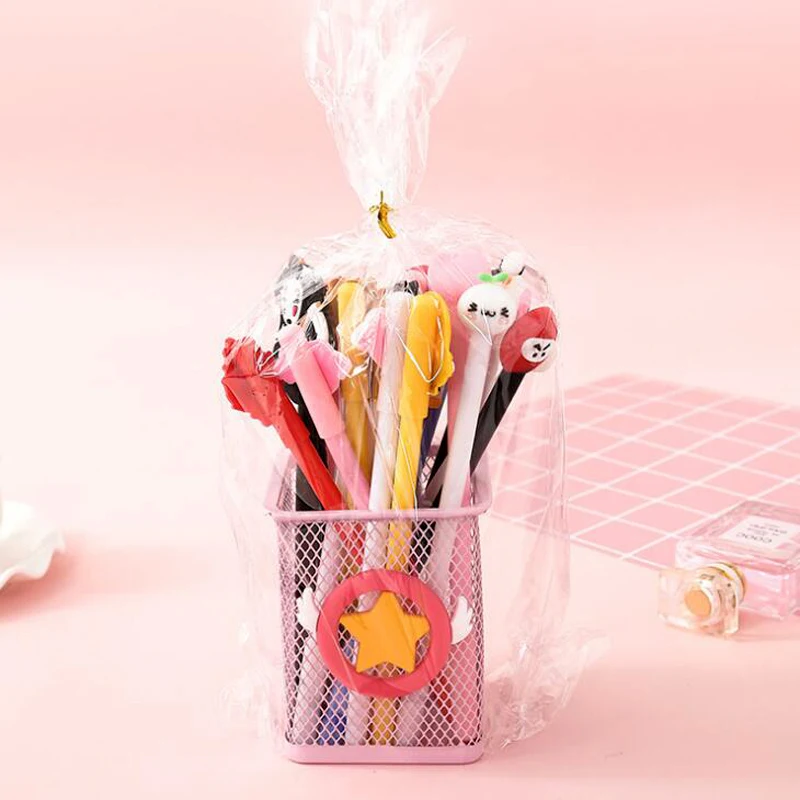 20 шт./компл. Kawaii рисунок «Hello Kitty» фламинго и т. д. иглы набор гелевых ручек новые подарки для девочек офиса ПИСЬМЕННЫЕ ручка с чернилами стандартных цветов канцелярских принадлежностей мешок держатель для ручки