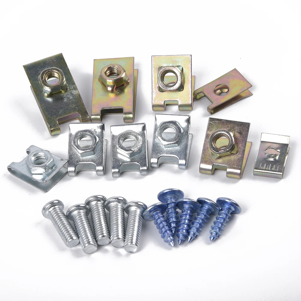 100 шт авто крепежа кузова дверь Панель планки под винт U Тип зажимы для прокладок