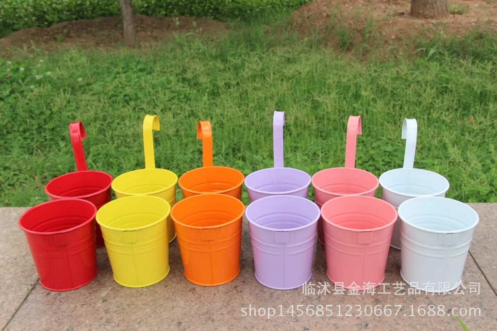 10 шт./компл. цветные подвесные горшки с крючком железные для цветов садовые