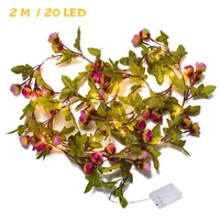 2 meter 20 led flower leaf garland battery operate copper led fairy string lights for wedding decoration party event