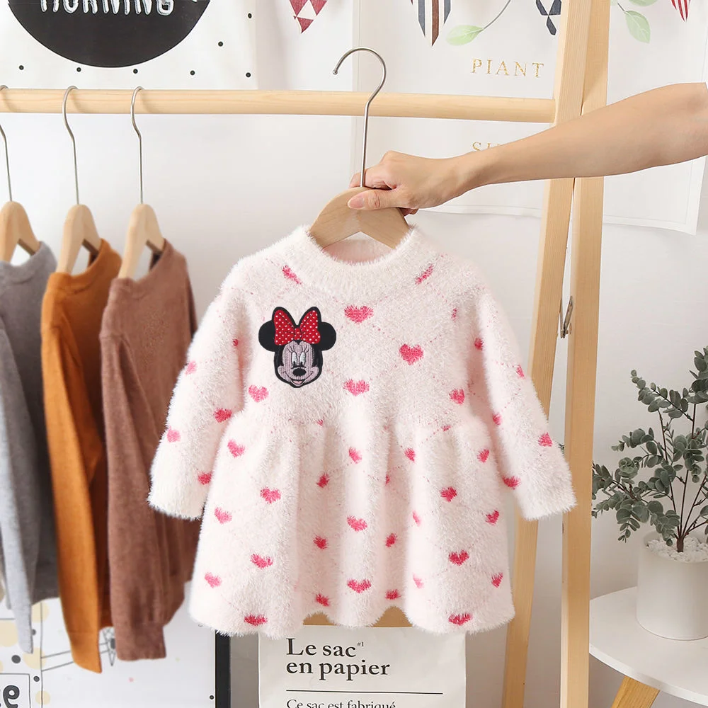 Disney princes Minnie cartoon baby Keep warm skirt coat girl autumn and winter top dresse jacket | Мать и ребенок
