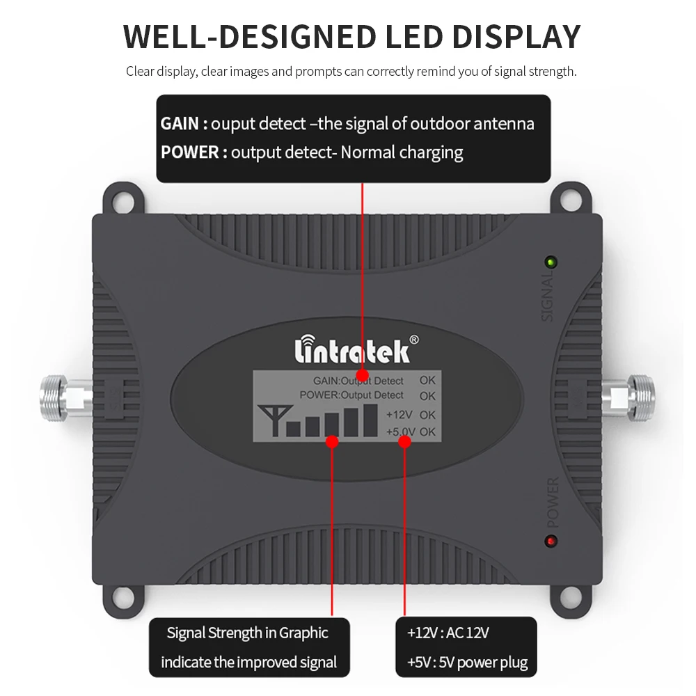 Lintratek CDMA 850mhz Signal Repeater 900 1800 2100 GSM DCS UMTS Booster 2G 3G 4G AWS PCS LTE 1700 1900mhz Cellular Amplifier