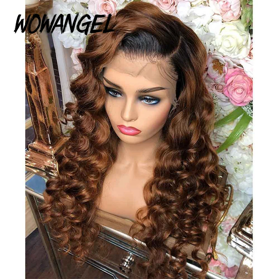 Wowangel Ombre светлый цвет 1B30 свободные глубокие волны 13x6 прозрачные кружевные