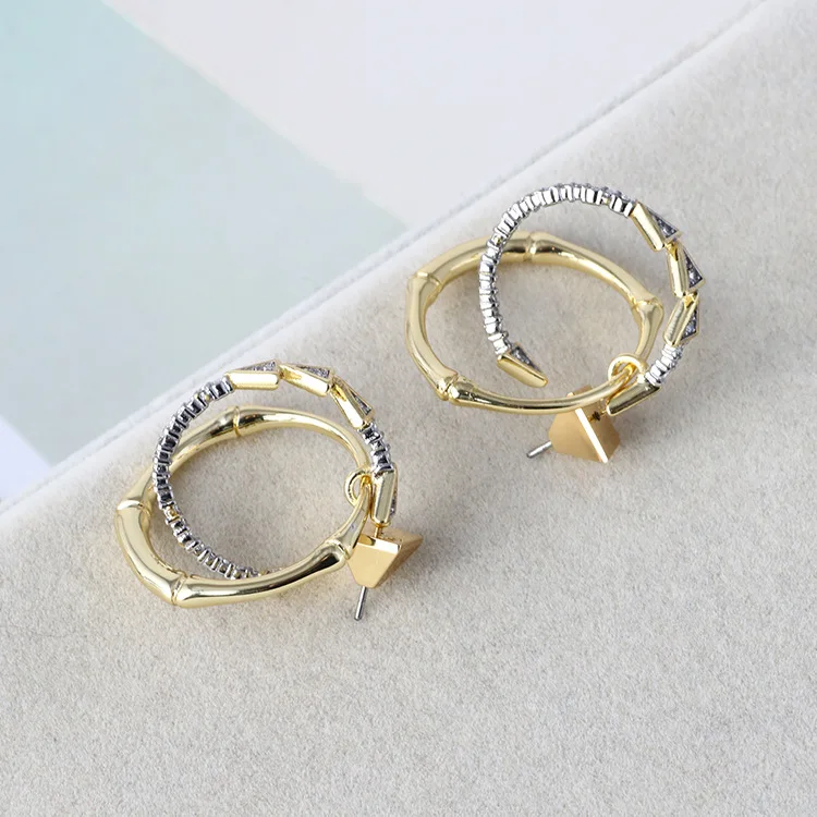 

European and American fashion jewelry simple inlaid lucky triangle grey Earrings